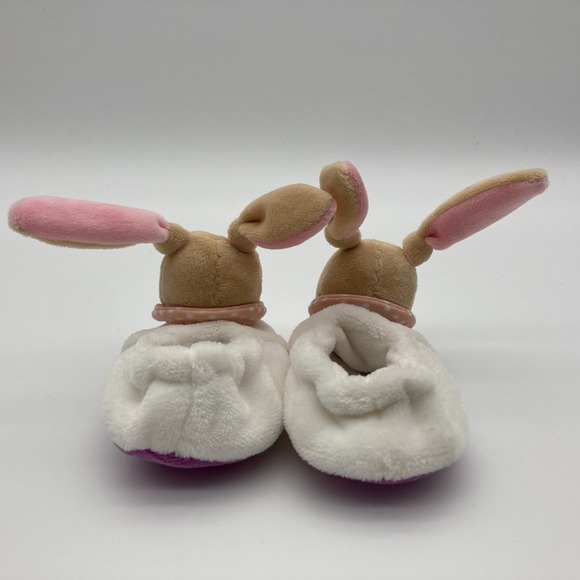 Doudou et Compagnie Paris Pink Bunny Rattle Baby Booties Slippers 0-6 Months - Picture 4 of 14